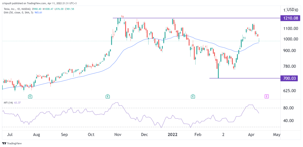 Tesla share price