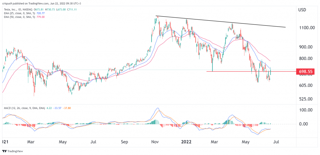 Tesla share price