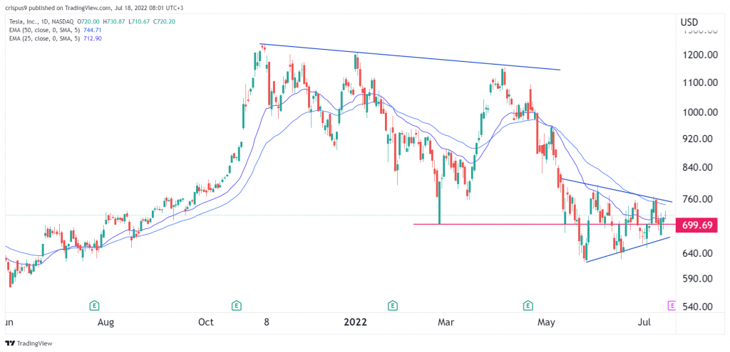 Tesla share price